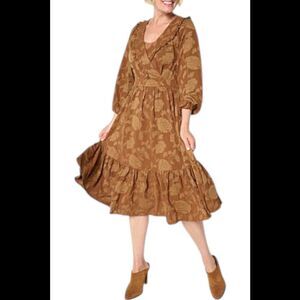 TWRHLL Women's Floral Jacquard Midi Dress Toffee - Regular